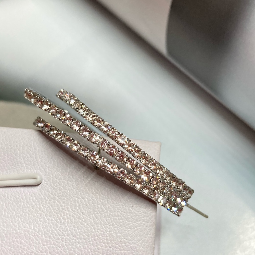 Big Platinum Plated Rhinestone Hoop - Picture 5 of 5